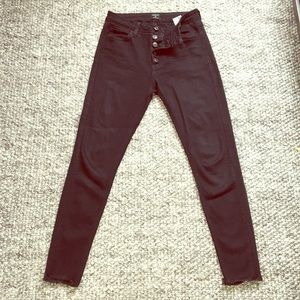 Just Black Denim button fly raw hem jegging